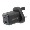 Picture of Powerology 35W PD QC 1xUSB-C 35W and 1xUSB-A 18W GaN Charger UK with USB-C Cable – Black